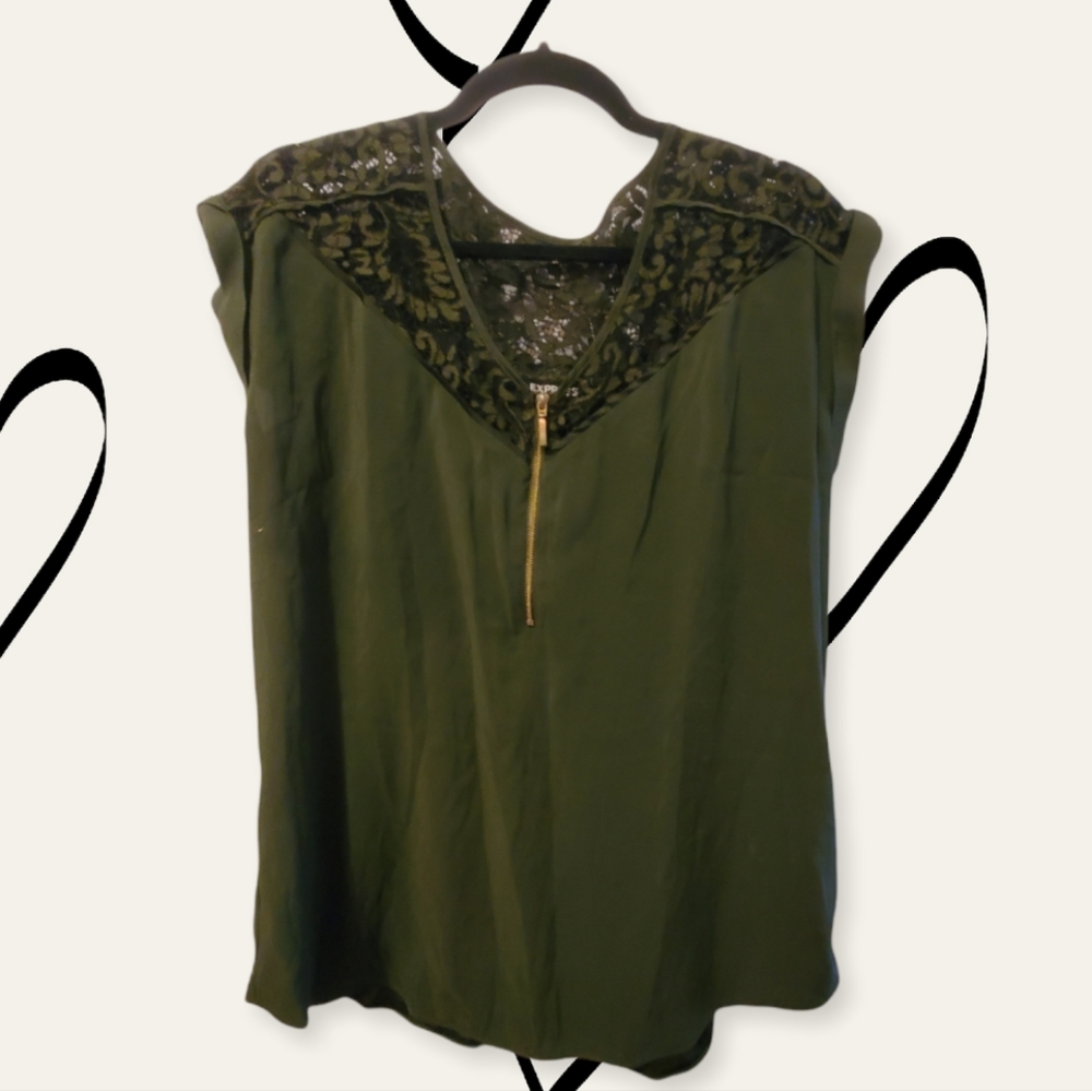 EXPRESS GREEN AND BLACK BLOUSE